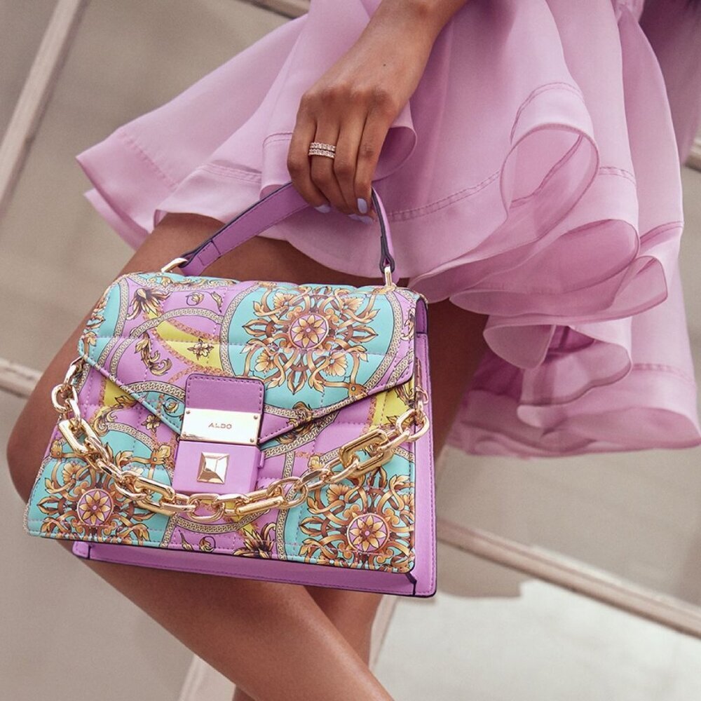 Aldo Kamelia Crossbody Top Handle Bag Multi-coloured Pastel Floral Quilted